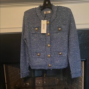 NWT Benaar LA Bethany Tweed Jacket with Gold Buttons Size L